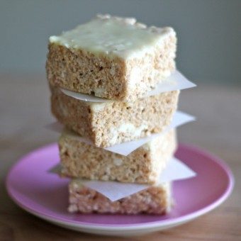 Brown Butter White Chocolate Rice Krispie Treats