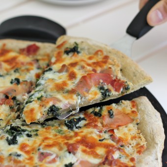Spinach Prosciutto Alfredo Pizza