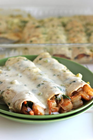 Roasted Shrimp Enchiladas With Jalapeño Cream Sauce