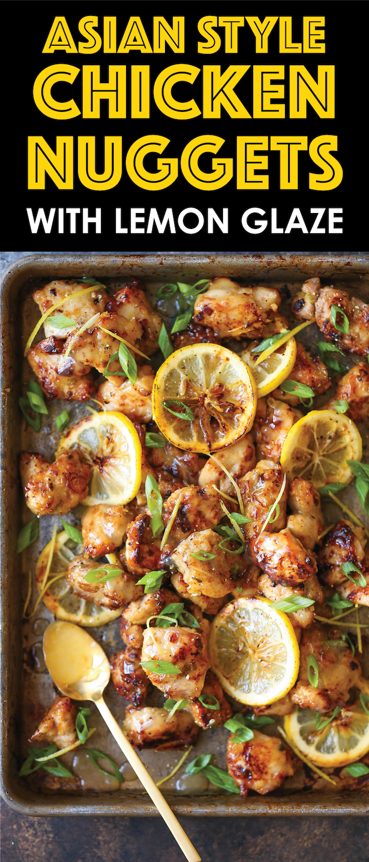 Asian Style Chicken Nuggets with Lemon Glaze - Bite-sized chicken nuggets with a lemon glaze that is out of this world! Seriously. This sauce is EPIC.