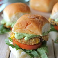 Southwest Quinoa Sliders with Avocado Cream Sauce