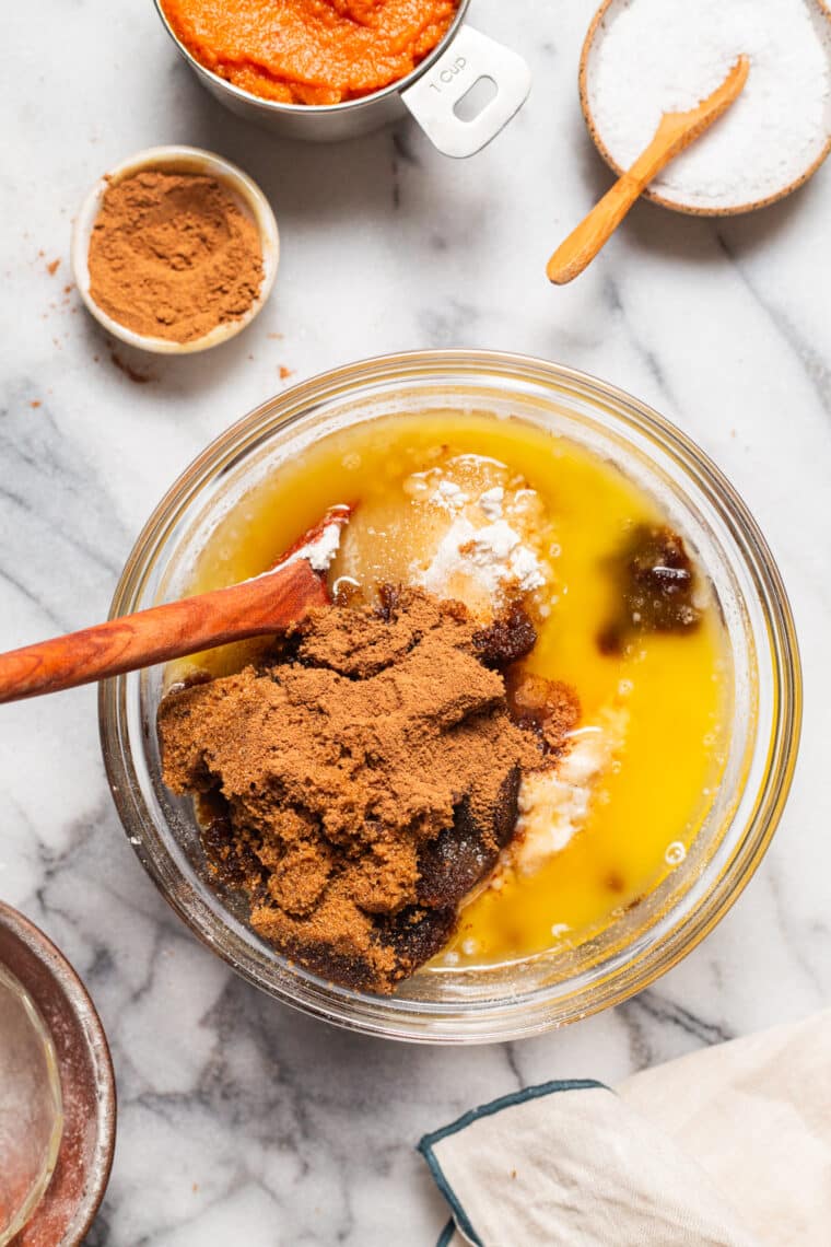 Crumbly Pumpkin Bread (SO EASY, NO MIXER!) - Mini pumpkin bread (lightened up) to satisfy that fall pumpkin craving! So moist + so flavorful.