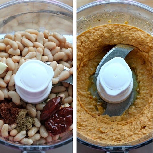 Spicy Chipotle White Bean Dip - A healthy bean dip with a spicy kick that you could easily make in the food processor in 5 minutes!