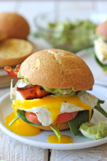 BLT with Guacamole on Sweet Potato Rolls