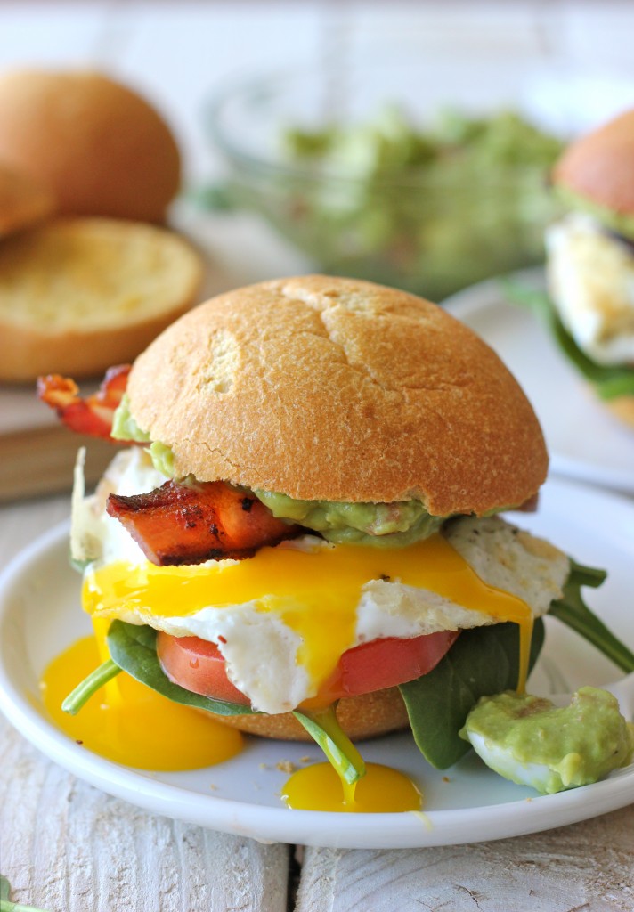 BLT with Guacamole on Sweet Potato Rolls