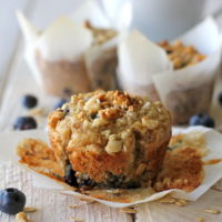 Blueberry Oatmeal Muffins with Granola Crumb Topping