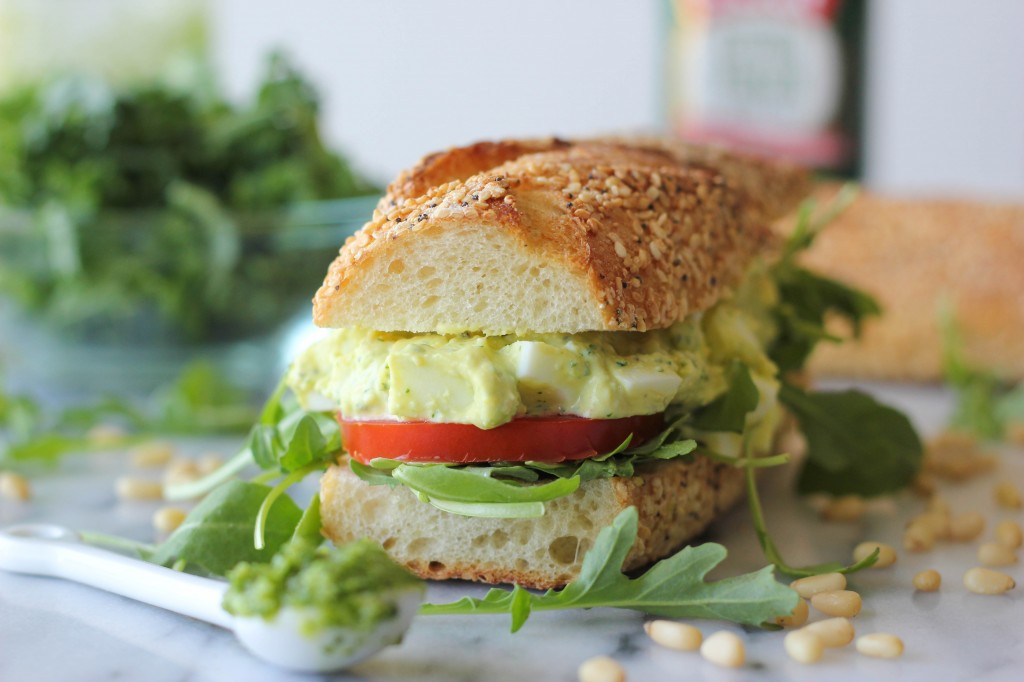 Kale Pesto Egg Salad - The addition of kale pesto in this egg salad is a wonderful, healthy twist to the traditional version!