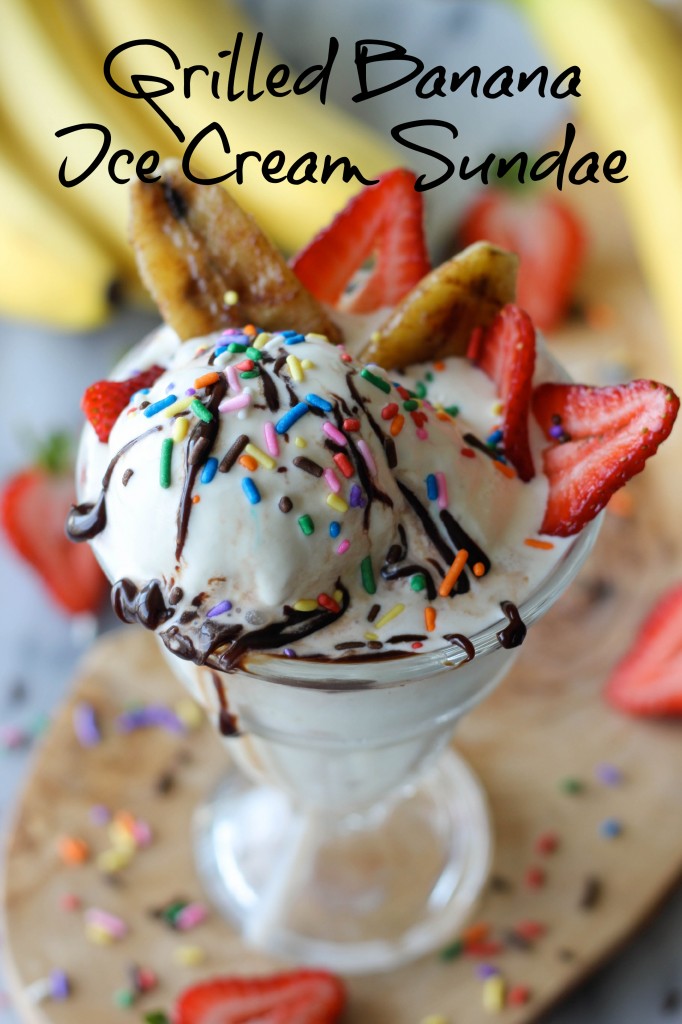 Grilled Banana Ice Cream Sundae - An ice cream sundae with a secret ingredient: cinnamon sugar crusted GRILLED bananas!