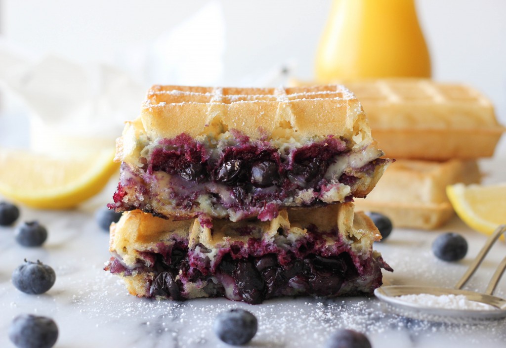 Brie and Blueberry Waffle Grilled Cheese - The perfect grilled cheese for breakfast!