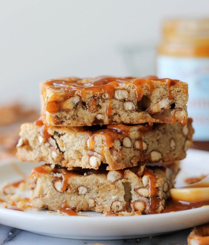Salted Caramel Pretzel Blondies