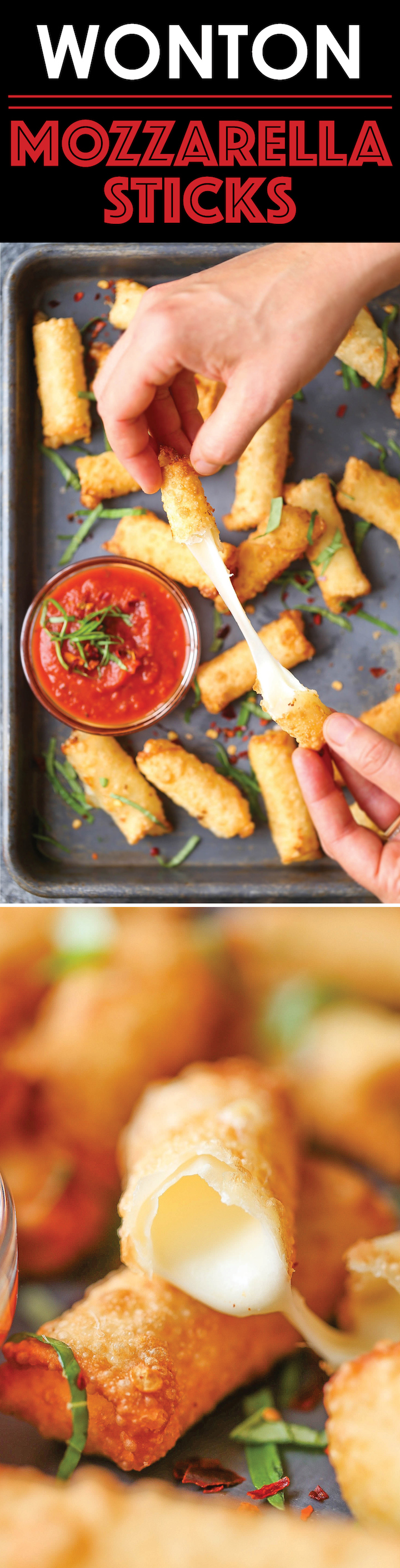 Wonton Mozzarella Sticks - With just 5 ingredients, you can make these mozzarella sticks in just 10 minutes. That's it. It doesn't get ANY easier than this!