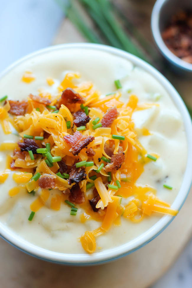 Loaded Baked Potato Soup - All the flavors of a loaded baked potato comes together in this comforting soup!