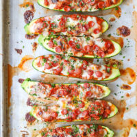 Pizza Stuffed Zucchini Boats