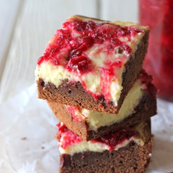 Cranberry Sauce Cheesecake Brownies