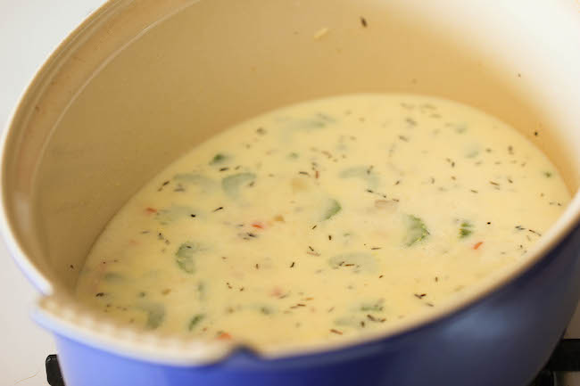 Chicken and Potato Chowder - Just like mom's comforting chicken noodle soup, but it's even creamier and loaded with cheesy goodness!