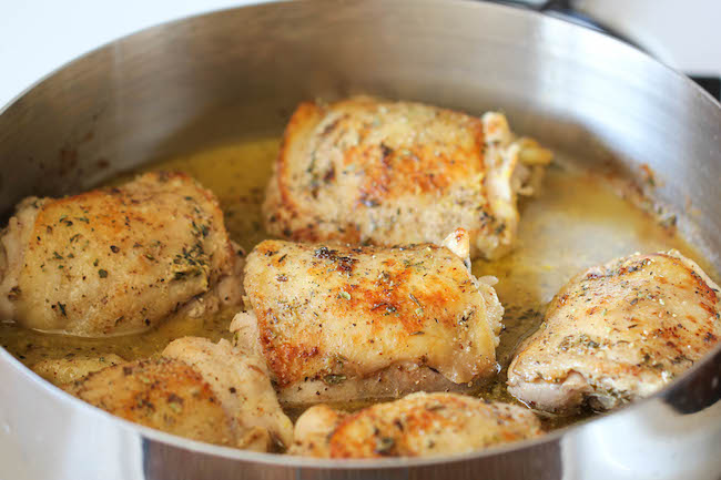 Pan Roasted Lemon Chicken - These chicken thighs are amazingly crisp and flavorful, and you won't believe how easy this is to make!