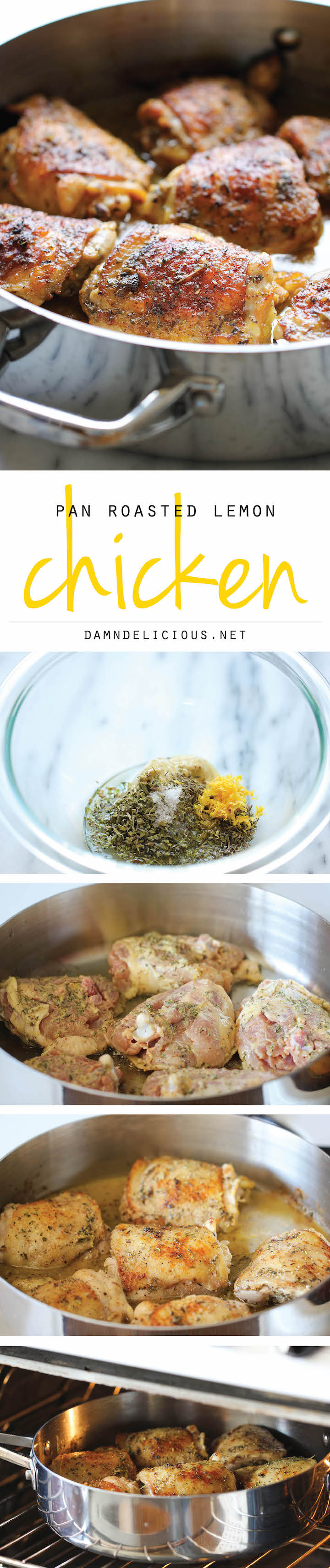 Pan Roasted Lemon Chicken - These chicken thighs are amazingly crisp and flavorful, and you won't believe how easy this is to make!