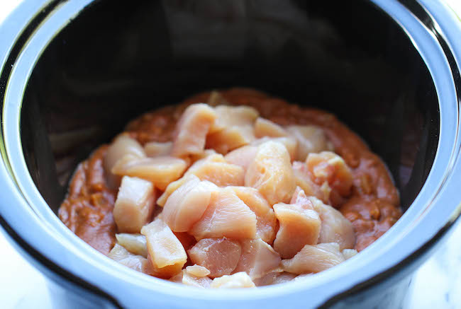 Slow Cooker Butter Chicken - Skip the take-out and try this super easy, lightened-up creamy butter chicken right in the crockpot!