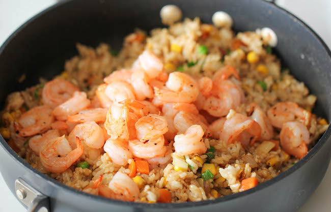 Shrimp Fried Rice - Why order take-out? This homemade version is so much healthier, cheaper and tastes a million times better!