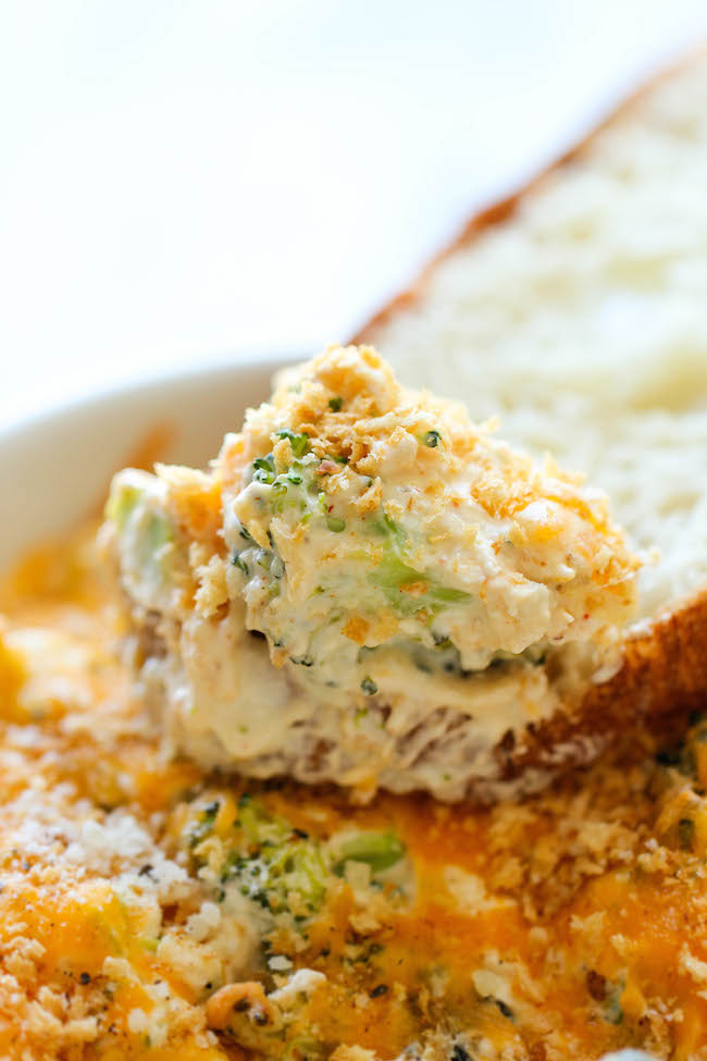 Baked Broccoli Parmesan Dip - A wonderfully hot and cheesy broccoli dip that is sure to be a crowd pleaser!