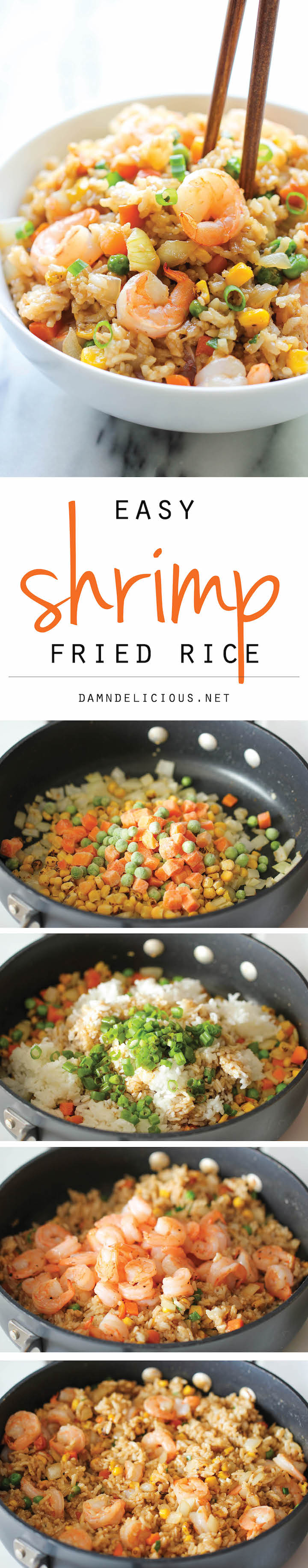 Shrimp Fried Rice - Why order take-out? This homemade version is so much healthier, cheaper and tastes a million times better!