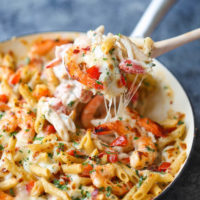 Skinny Shrimp Alfredo Pasta Bake