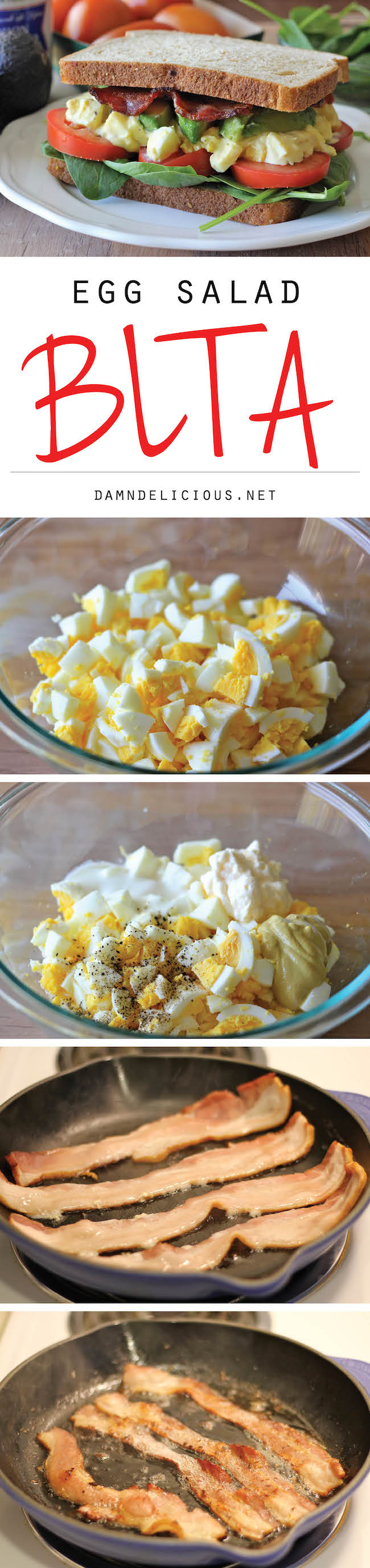 Egg Salad BLTA Sandwich - The addition of bacon is a near-perfect balance of sweet, smoky, crusty, and saltiness in this sandwich!