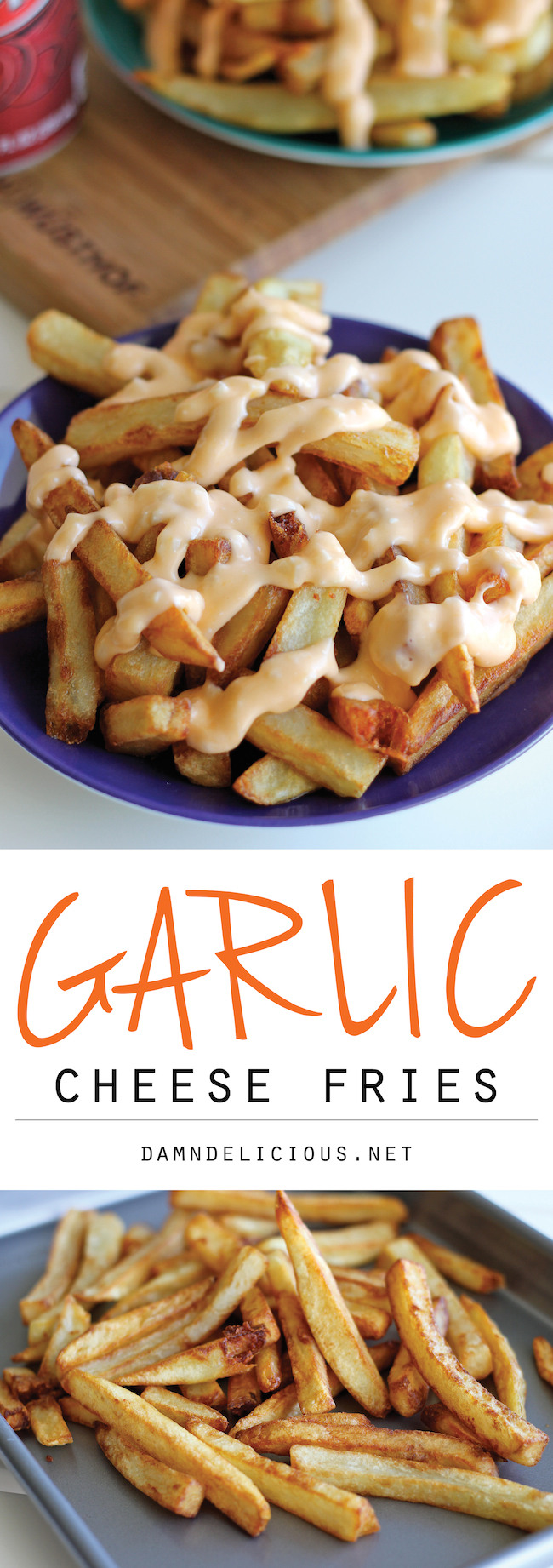 Garlic Cheese Fries - Perfectly double-fried french fries smothered in a garlic cheese sauce that can be made in 5 minutes!