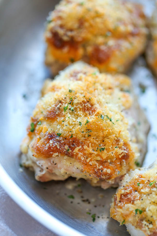 Ranch Cheddar Chicken - The quickest and easiest baked chicken with an amazingly creamy, cheesy Ranch topping!