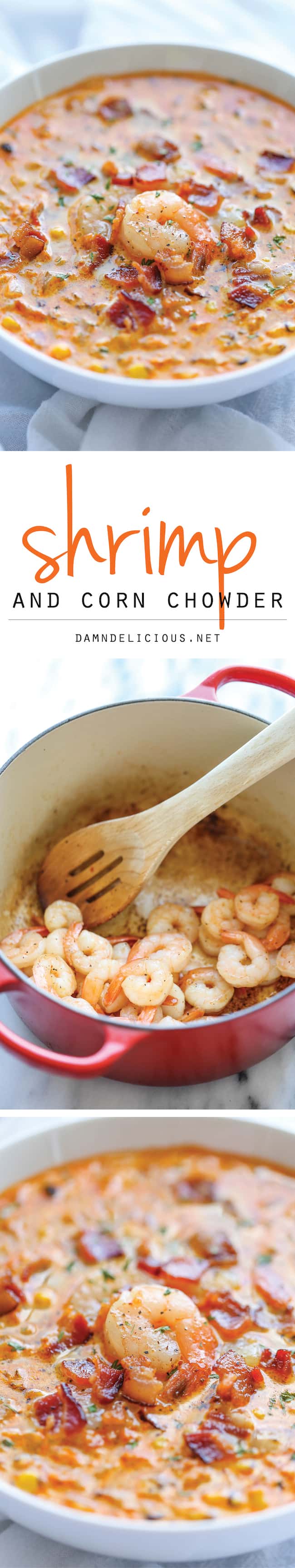 Shrimp and Corn Chowder - An easy, creamy chowder that's incredibly smoky, sweet and packed with tons of flavor!