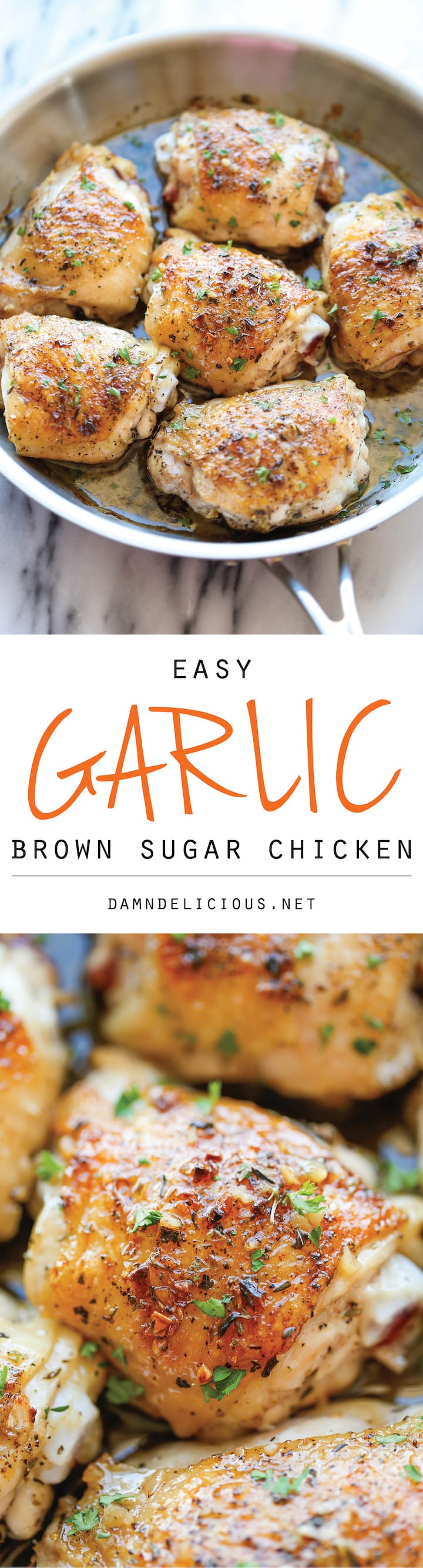 Garlic Brown Sugar Chicken - The best and easiest chicken ever, baked to crisp-tender perfection along with the most amazing sweet garlic sauce!