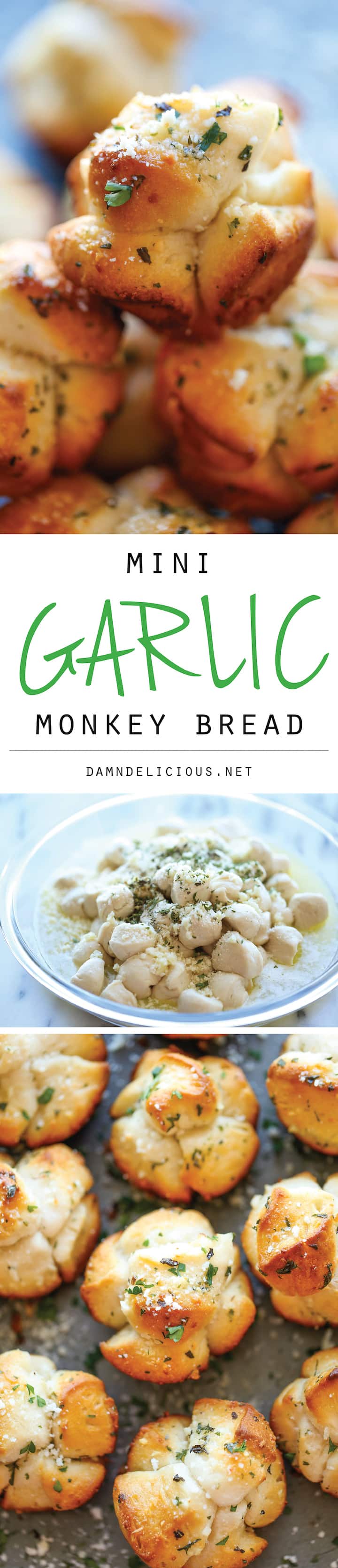 Mini Garlic Monkey Bread - Mini garlic bread that comes together in just 10 minutes - so buttery, so garlicky and just so easy!