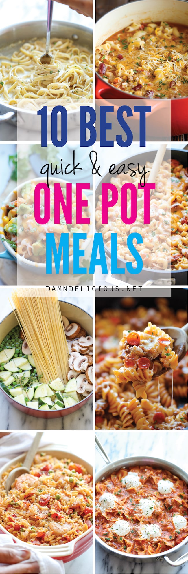 10 Quick and Easy One Pot Meals - No-fuss one pot meals for those busy nights when you just don't have the time. Easy peasy with only one pan to clean up!
