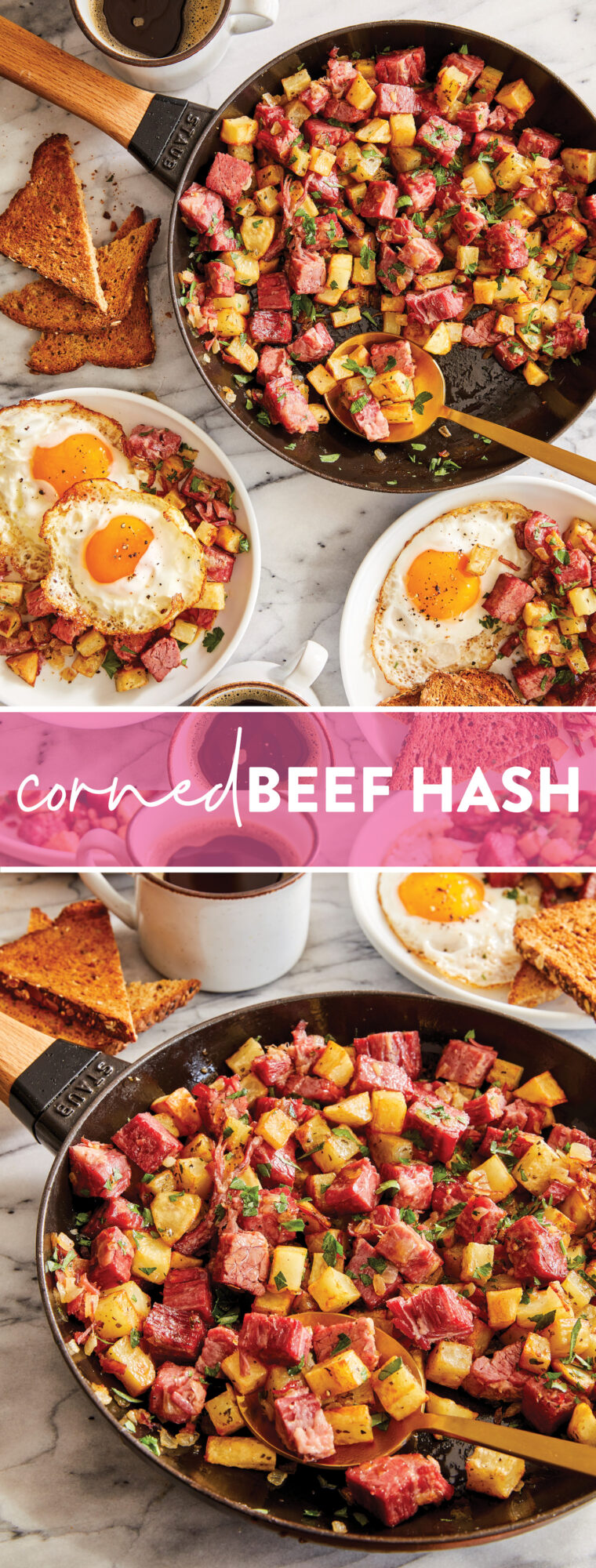 Corned Beef Hash - The most amazing no-fuss hash with roasted potatoes for that extra crispness. So good you'll want this all year long!