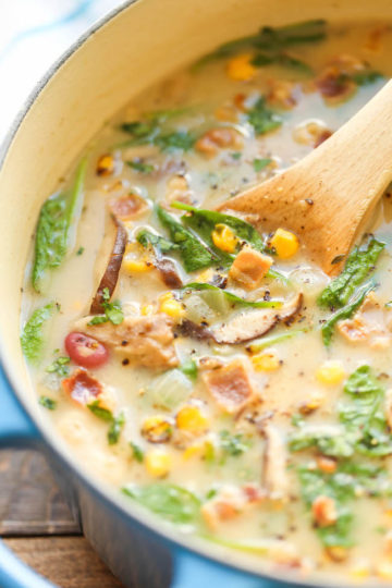 Mushroom, Corn and Bacon Chowder