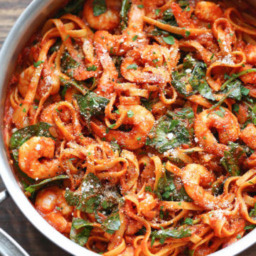 One Pot Shrimp Parmesan Pasta