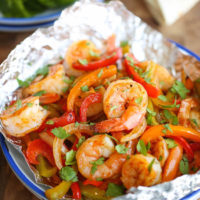 Shrimp Fajitas in Foil