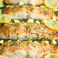 One Pan Lemon Herb Salmon and Zucchini