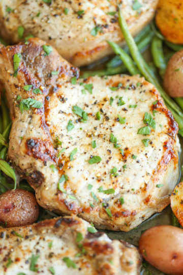 One Pan Ranch Pork Chops and Veggies