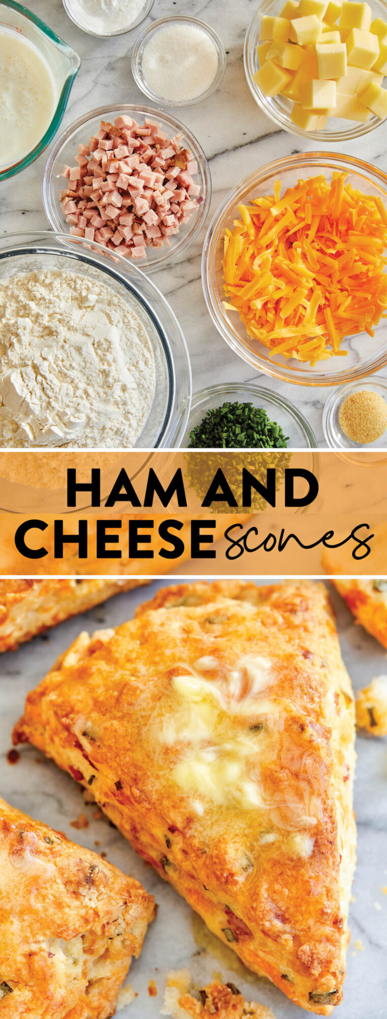 Ham and Cheese Scones - Easy peasy ham and cheddar scones perfect for any time of day - perfect as breakfast, snack-time, appetizer or with a bowl of soup!