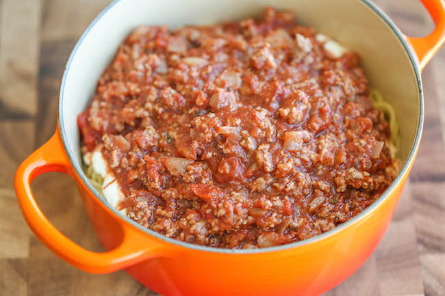 Baked Cream Cheese Spaghetti - A baked spaghetti casserole that's amazingly cheesy and creamy. It's comfort food at its best, and EASIEST!