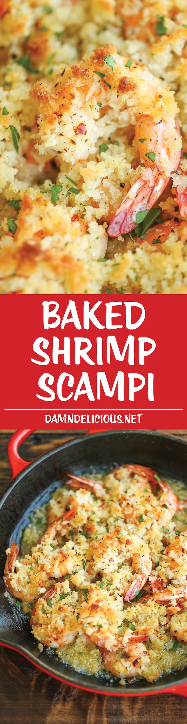 Baked Shrimp Scampi - This is the easiest yet fanciest dish of all - tender shrimp baked with buttery breadcrumbs, garlic and lemon juice. Just 10 min prep!