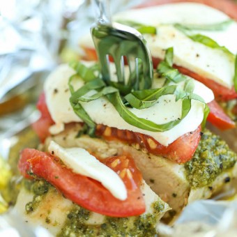 Pesto Caprese Chicken in Foil