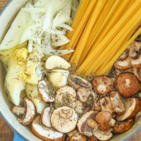 One Pot Mushroom Spinach Artichoke Pasta