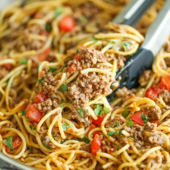 One Pot Taco Spaghetti