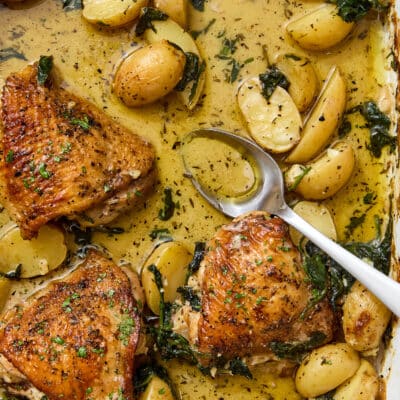Chicken and Potatoes with Garlic Parmesan Cream Sauce