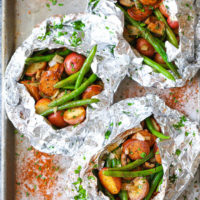 Sausage, Potato and Green Bean Foil Packets