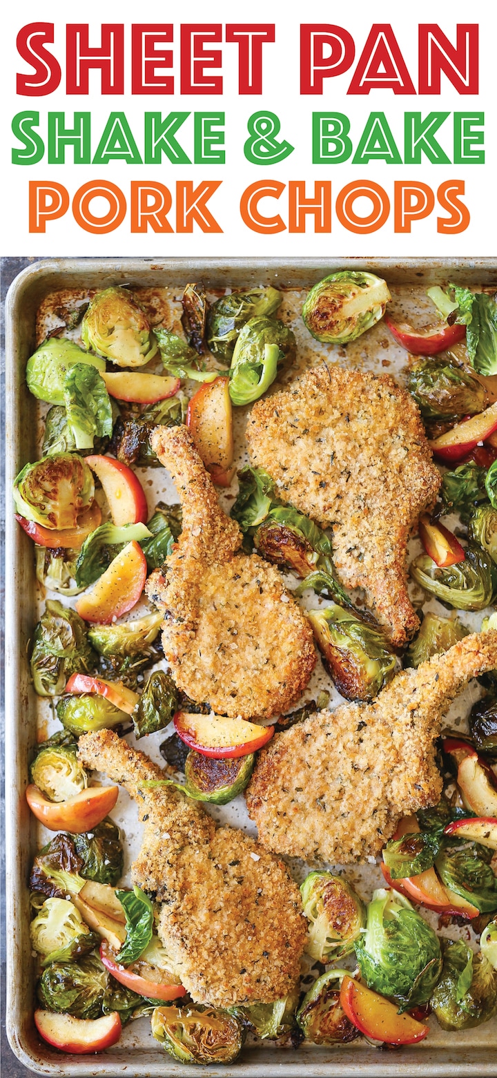 Sheet Pan Shake and Bake Pork Chops - A classic copycat made a million times better using pantry ingredients! So crisp-tender, and perfect for chicken too!