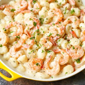 Shrimp and Gnocchi with Garlic Parmesan Cream Sauce