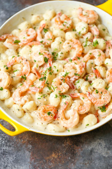 Shrimp and Gnocchi with Garlic Parmesan Cream Sauce